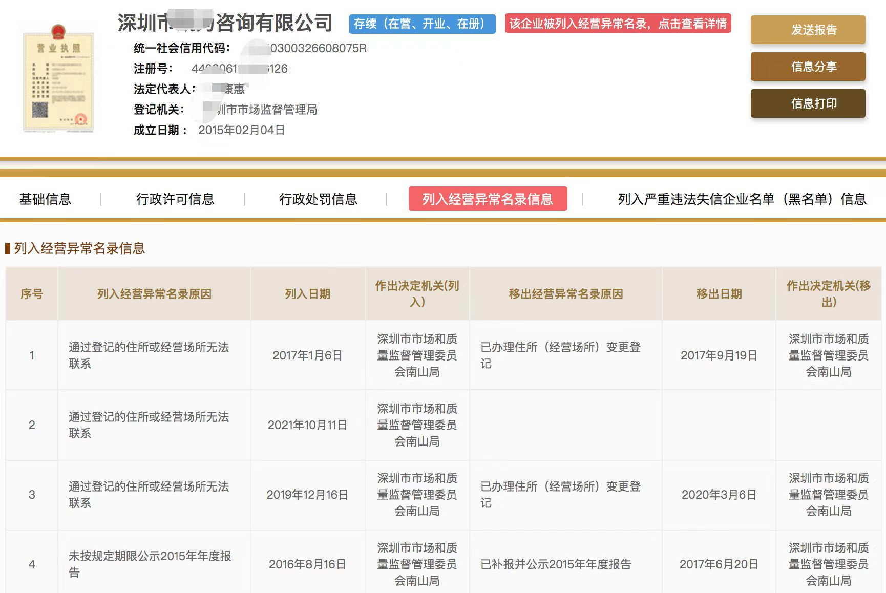 企业经营异常记录消除